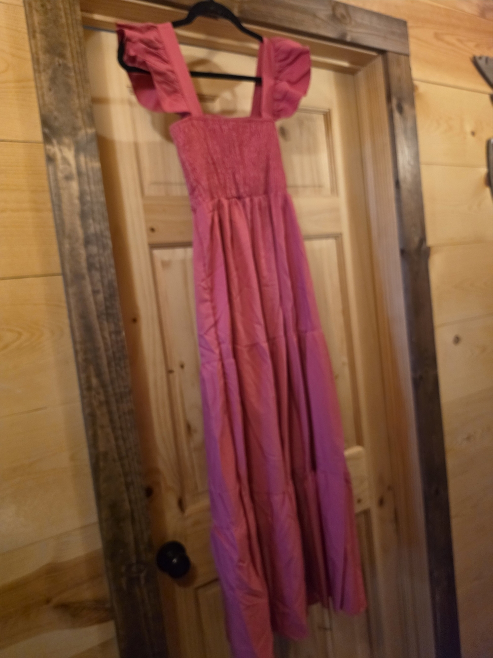 Women’s Pink Ruffle Sleeve Tiered Sundress - Picture 3 of 5